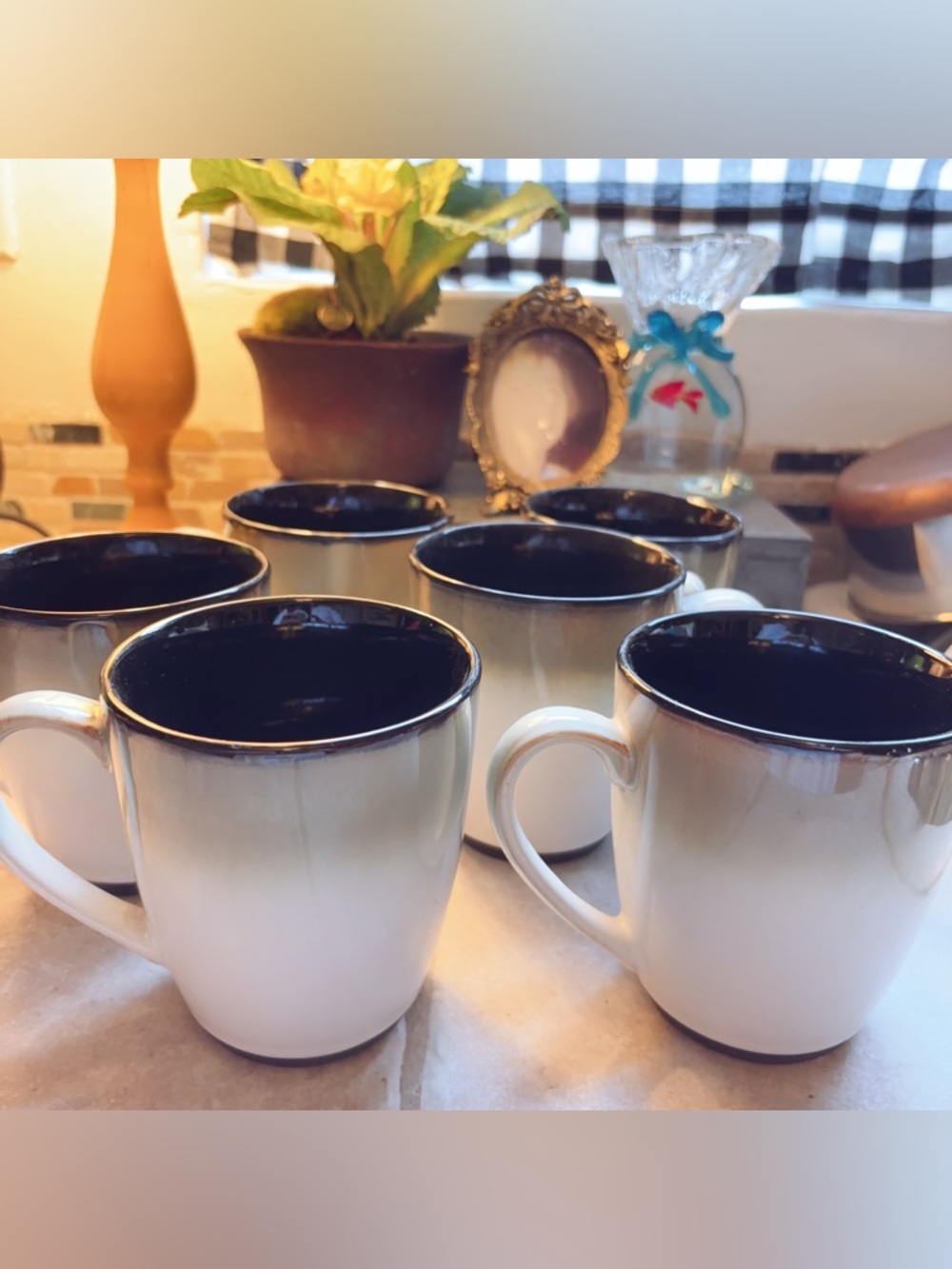 Sango Classic Ombre Ceramic Coffee Mug - Set of 6 (White to Black)